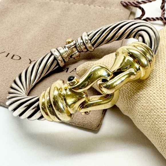 David Yurman Jewelry - David Yurman 10mm Gold Buckle Sterling Silver Bracelet